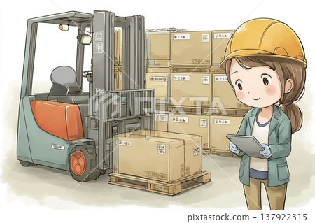Working Women Series: Female Staff Watching a Forklift in a Warehouse | A Gentle Guide to Understanding Logistics Jobs 137922315