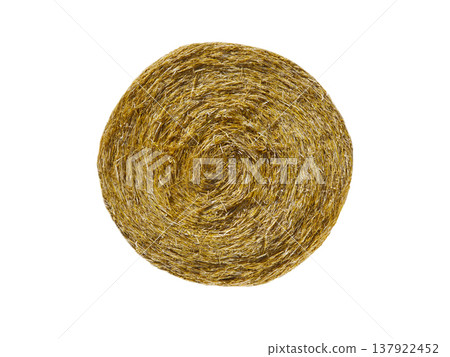 Round hay bale isolated on a white background Round hay bale isolated on a white background 137922452