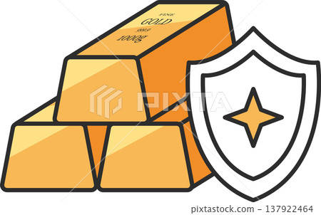 用金條和盾牌來保護資產的插圖 137922464