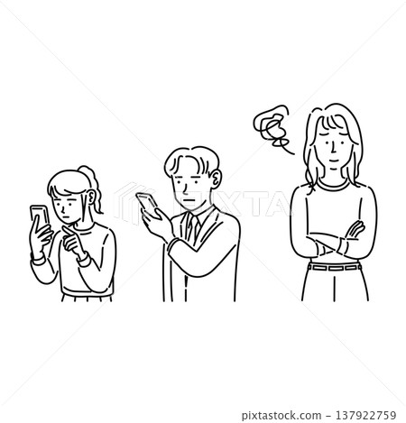 A child and their mother engrossed in their smartphone A child and their mother engrossed in their smartphone 137922759