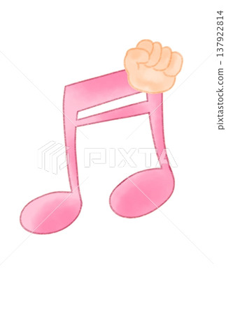 Hands playing rock-paper-scissors and musical notes 137922814