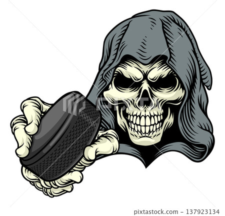 Grim Reaper Death Skeleton Ice Hockey Team Mascot 137923134
