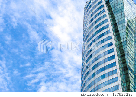 Landscape of the office town looking up at a skyscraper 137923283