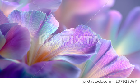 柔和光線下半透明的花瓣的微距抽象藝術作品。 137923367