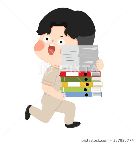Teacher Running Carrying Documents Workload Teacher Running Carrying Documents Workload 137923774