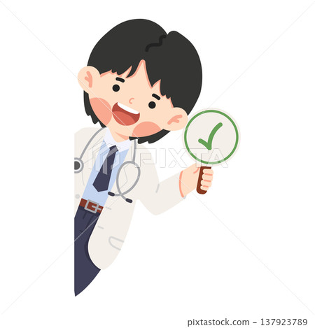 Doctor Holding a Check Mark Sign Doctor Holding a Check Mark Sign 137923789