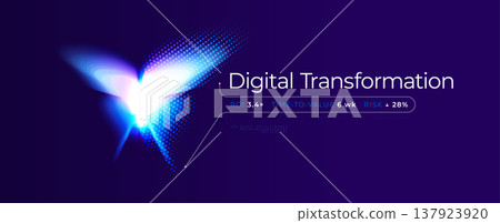 Digital Transform Concept Business Ai Cyber Transformation. Butterfly Abstract Light Icon Innovation Technology Logo Design. Data Science Research Blue Neon Glowing Background. Vector Illustration Digital Transform Concept Business Ai Cyber Transformation. Butterfly Abstract Light Icon Innovation Technology Logo Design. Data Science Research Blue Neon Glowing Background. Vector Illustration 137923920