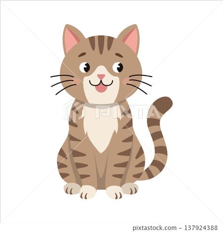 Adorable tabby cat sitting cartoon vector illustration Adorable tabby cat sitting cartoon vector illustration 137924388