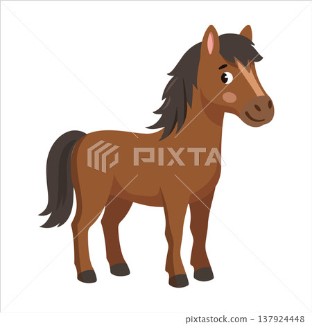 Happy brown horse cartoon character vector illustration for design Happy brown horse cartoon character vector illustration for design 137924448