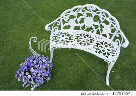 Garden with spring flowers 137924543