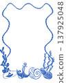 Blue sea shell wreath illustration 137925048