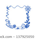 Blue sea shell wreath illustration 137925050