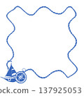 Blue sea shell wreath illustration 137925053