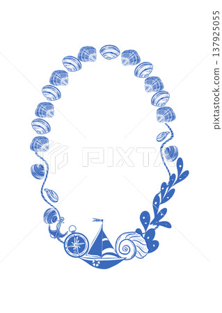Marine life circular border design Marine life circular border design 137925055