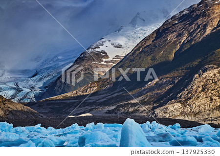 The Upsala Glacier, view from the lake Argentino, The Glaciers National Park, Argentina The Upsala Glacier, view from the lake Argentino, The Glaciers National Park, Argentina 137925330