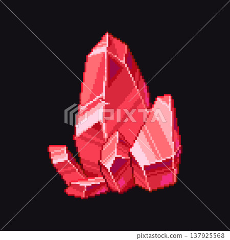 Red pixel crystal gemstone retro game asset Red pixel crystal gemstone retro game asset 137925568