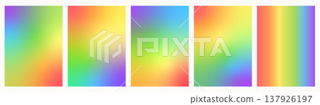 Set of vector queer gradients in rainbow flag colors. Gay wallpaper collection. Trendy LGBTQ pride month backgrounds. Contemporary minimalist colorful poster templates. Illustration. Set of vector queer gradients in rainbow flag colors. Gay wallpaper collection. Trendy LGBTQ pride month backgrounds. Contemporary minimalist colorful poster templates. Illustration. 137926197