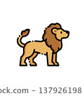 A charming lion with a cute card, a deep brown beard, and a warm and divine spirit. Suitable for zoo, wild animals or children design theme 137926198