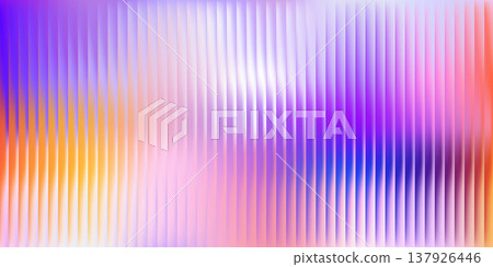 Gradient glass background with soft purple and orange color gradation. Ribbed textured pattern with fractal vertical lines. Fluted geometric wallpaper. Vector corrugated futuristic illustration. Gradient glass background with soft purple and orange color gradation. Ribbed textured pattern with fractal vertical lines. Fluted geometric wallpaper. Vector corrugated futuristic illustration. 137926446
