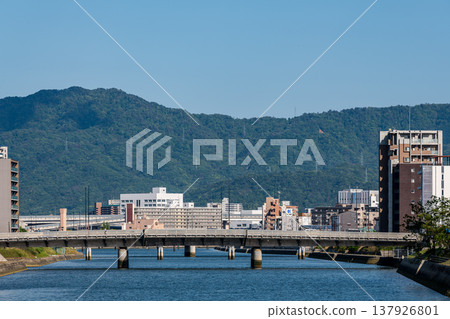 A riverside scene in Hiroshima City: A view of the Danbara riverside from Taisho Bridge. A riverside scene in Hiroshima City: A view of the Danbara riverside from Taisho Bridge. 137926801