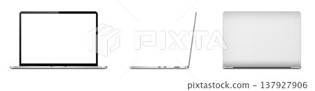 Realistic laptop computer mockup with blank screen different angles views Realistic laptop computer mockup with blank screen different angles views 137927906