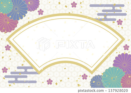 An elegant, muted color scheme with a gold Japanese pattern background. A modern Japanese design featuring chrysanthemums and plum blossoms, mist, a fan-shaped frame, and a hemp leaf pattern. An elegant, muted color scheme with a gold Japanese pattern background. A modern Japanese design featuring chrysanthemums and plum blossoms, mist, a fan-shaped frame, and a hemp leaf pattern. 137928020