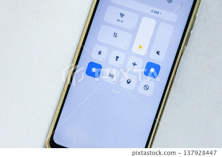 Top view of the quick settings panel on a smartphone 137928447