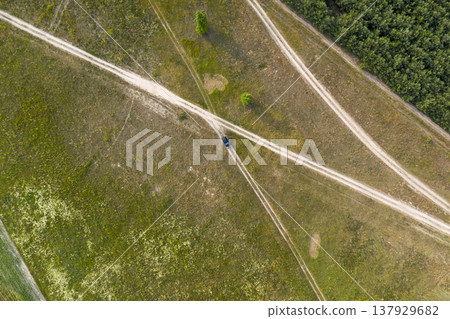 country road, view from above, aerial view 137929682