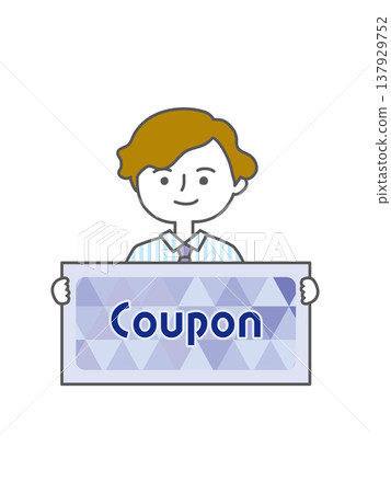 A man holding a coupon. 137929752