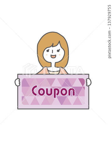 A woman holding a coupon. 137929755