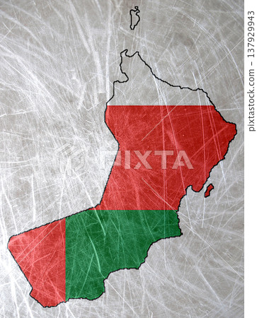 National flag and map of Oman National flag and map of Oman 137929943