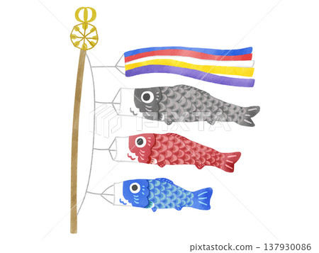 Illustration of carp streamer in watercolor style Illustration of carp streamer in watercolor style 137930086