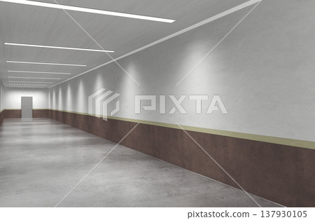 long corridor, interior visualization, 3D illustration long corridor, interior visualization, 3D illustration 137930105