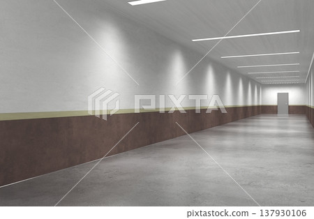 long corridor, interior visualization, 3D illustration long corridor, interior visualization, 3D illustration 137930106