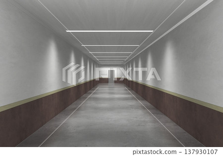 long corridor, interior visualization, 3D illustration long corridor, interior visualization, 3D illustration 137930107