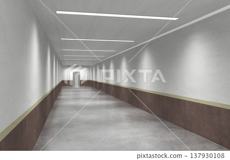 long corridor, interior visualization, 3D illustration 137930108
