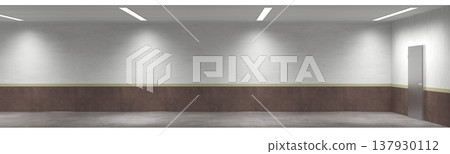 long corridor, interior visualization, 3D illustration 137930112