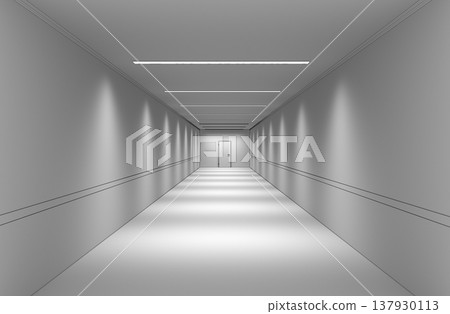 long corridor, interior visualization, 3D illustration 137930113