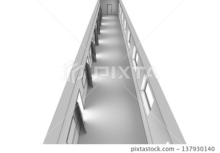 long corridor, interior visualization, 3D illustration long corridor, interior visualization, 3D illustration 137930140