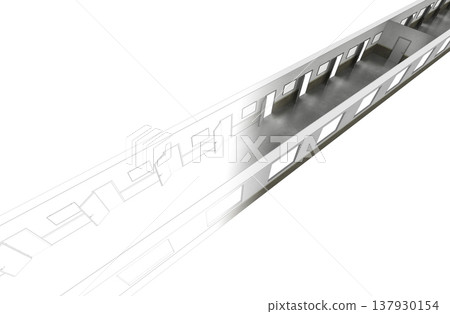 long corridor, interior visualization, 3D illustration long corridor, interior visualization, 3D illustration 137930154