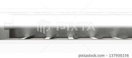 long corridor, interior visualization, 3D illustration 137930156