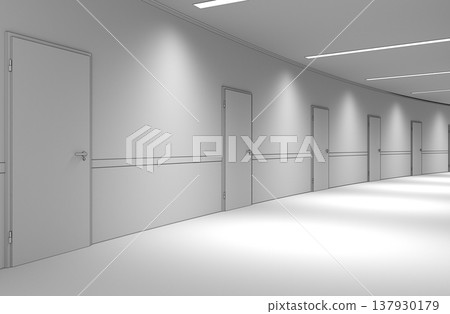 long corridor, interior visualization, 3D illustration 137930179