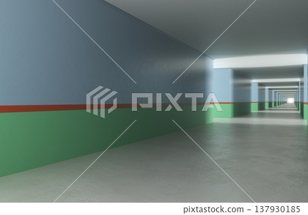 long corridor, interior visualization, 3D illustration 137930185
