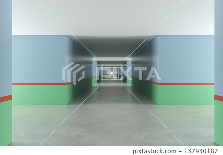 long corridor, interior visualization, 3D illustration 137930187