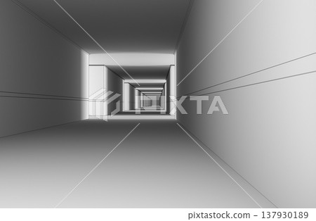 long corridor, interior visualization, 3D illustration long corridor, interior visualization, 3D illustration 137930189