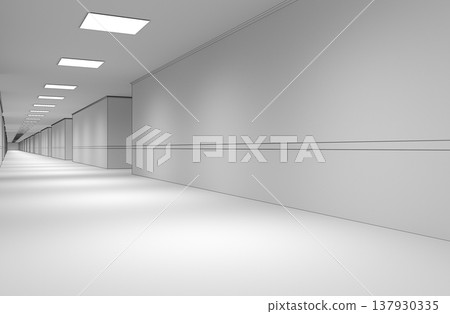 long corridor, interior visualization, 3D illustration 137930335