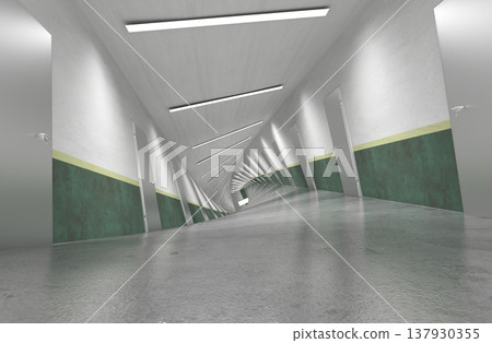 long corridor, interior visualization, 3D illustration long corridor, interior visualization, 3D illustration 137930355