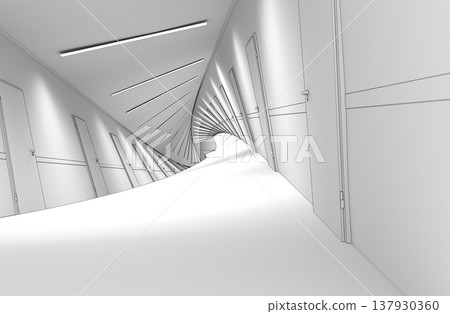 long corridor, interior visualization, 3D illustration long corridor, interior visualization, 3D illustration 137930360