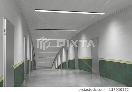 long corridor, interior visualization, 3D illustration 137930372