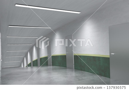 long corridor, interior visualization, 3D illustration long corridor, interior visualization, 3D illustration 137930375